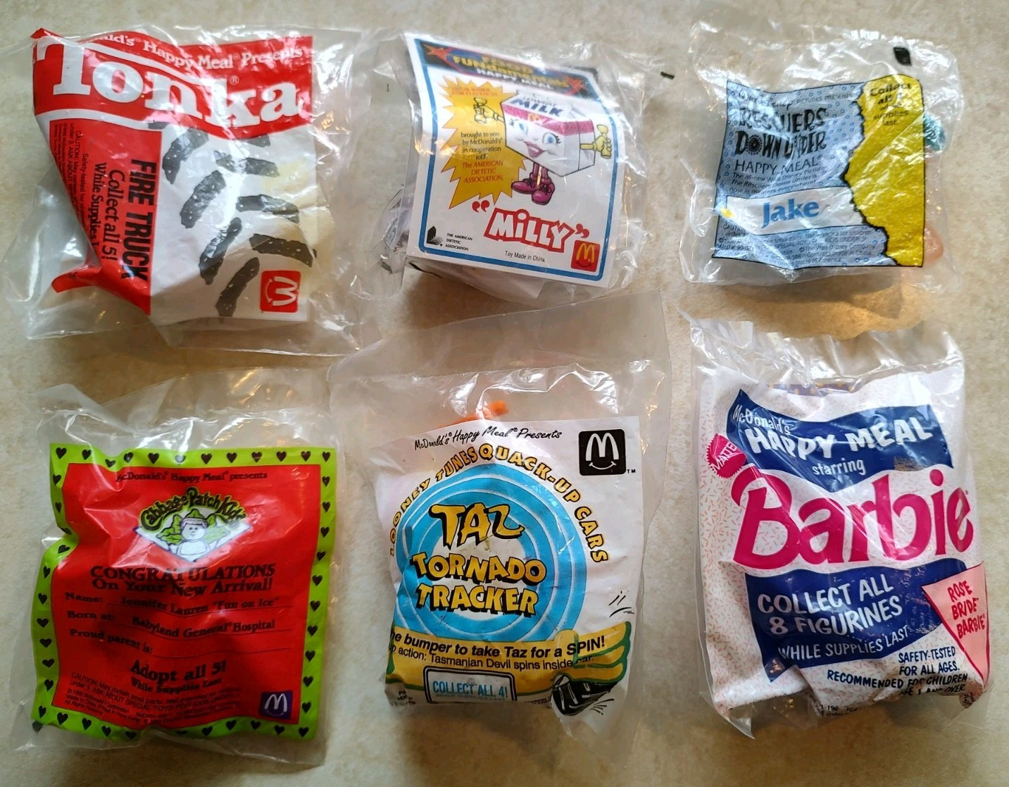 Vintage McDonald's Happy Meal Toys 1990-92 SIX New in Packages NICE L@@K MIP