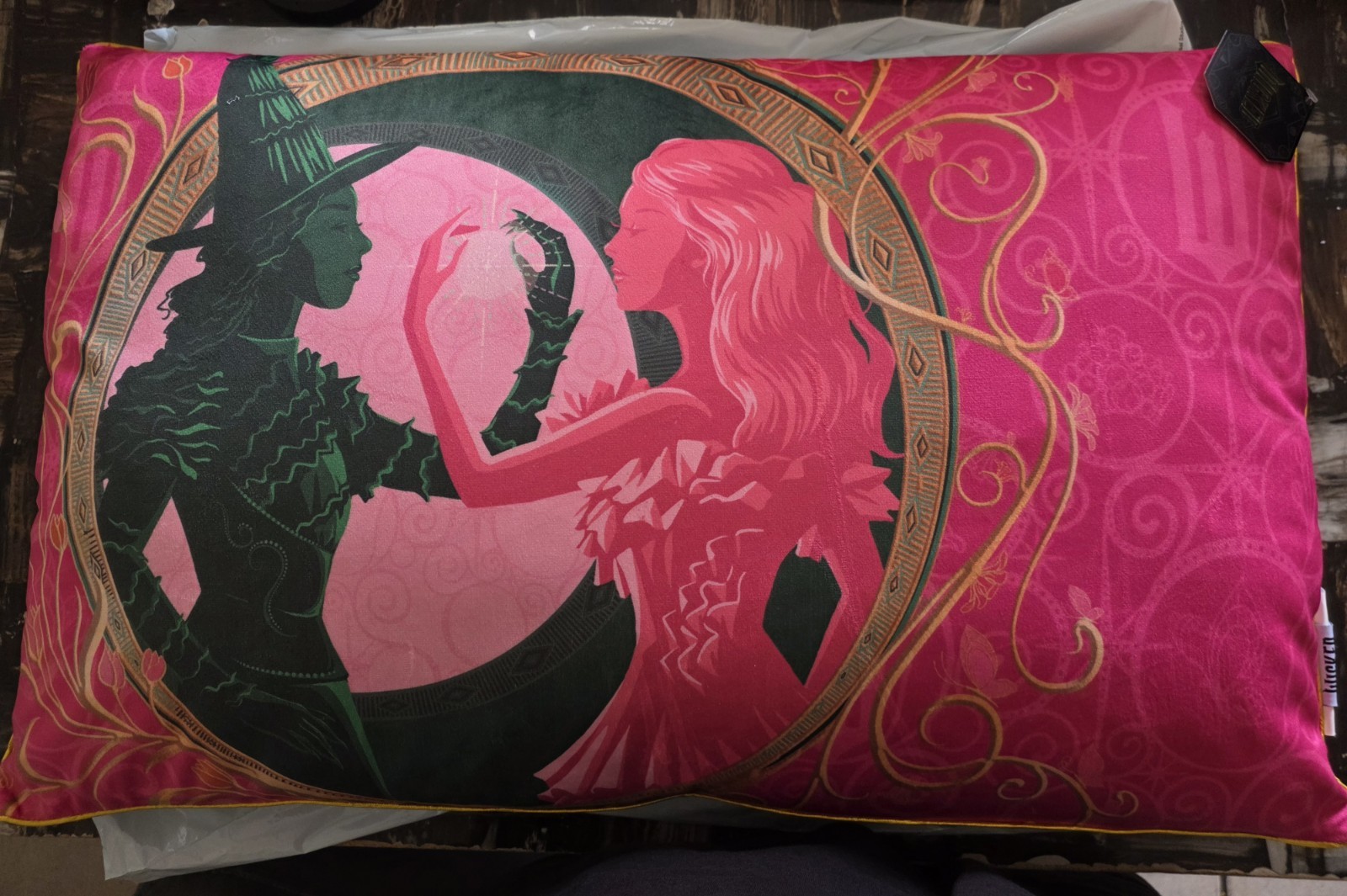 Universal Studios Wicked Pink Green Minalima Elphaba Glinda Long Throw Pillow Universal Studios Wicked Pink Green Minalima Elphaba Glinda Long Throw Pillow