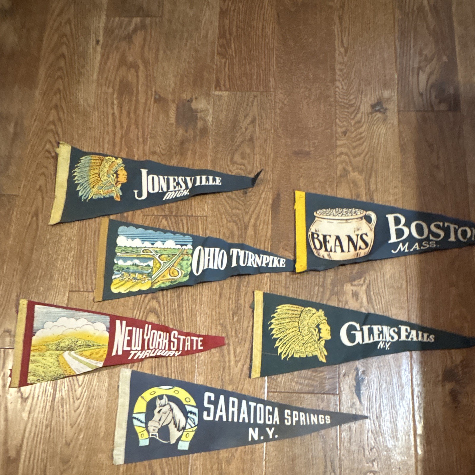 Lot of 6 Vintage Travel Pennants 1950s 1960s Boston Saratoga Ohio New York Felt Lot of 6 Vintage Travel Pennants 1950s 1960s Boston Saratoga Ohio New York Felt