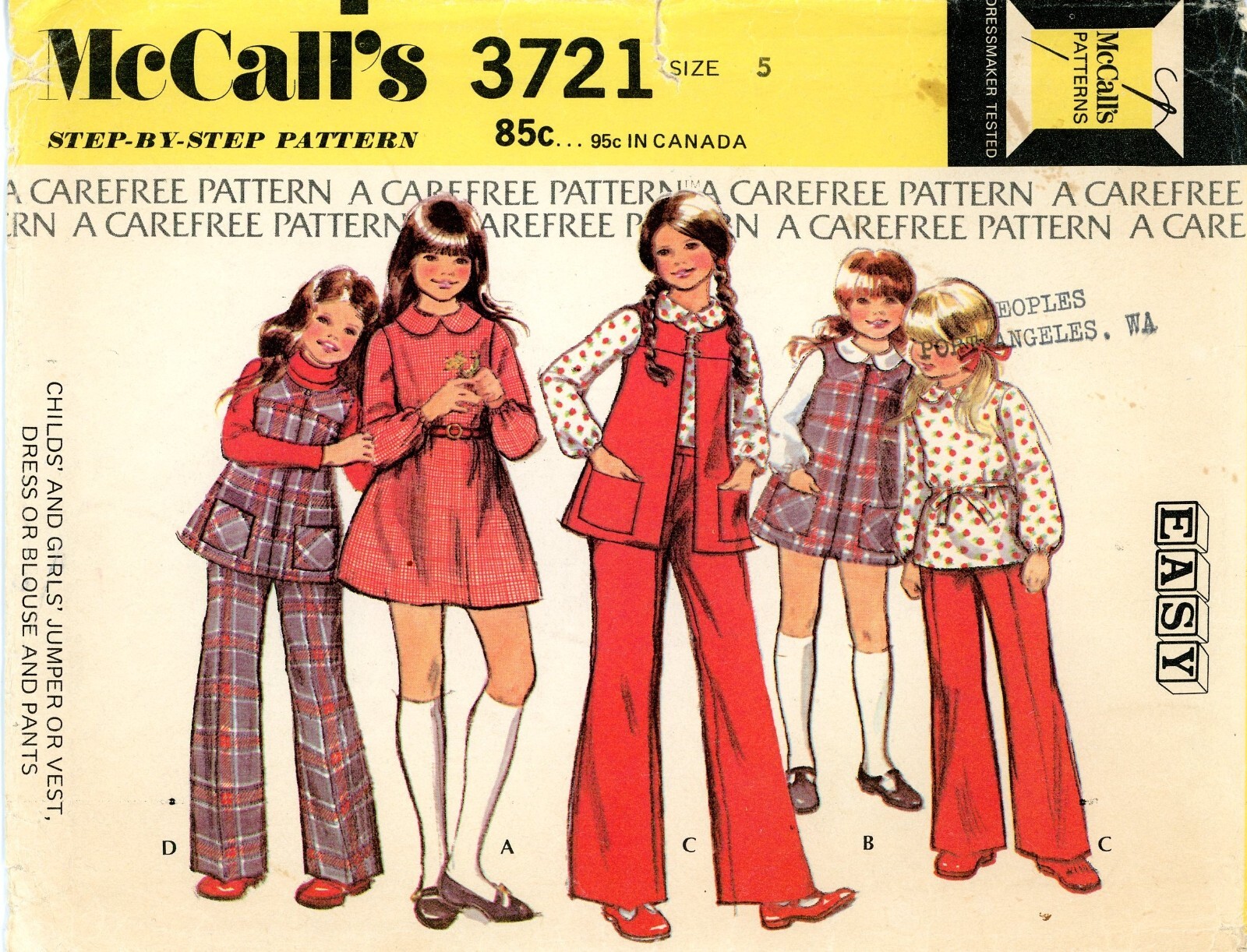 McCall's 3721 Retro Dress, Jumper, Vest, Blouse & Flared Pants Sz 5 CUT COMPLETE McCall's 3721 Retro Dress, Jumper, Vest, Blouse & Flared Pants Sz 5 CUT COMPLETE