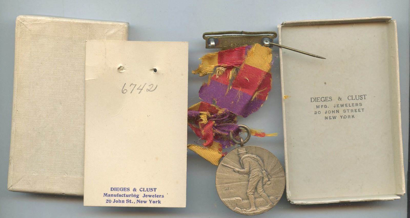 Spanish American Philippine War NY Service Campaign Medal, Box #6742--Bad Ribbon Spanish American Philippine War NY Service Campaign Medal, Box #6742--Bad Ribbon