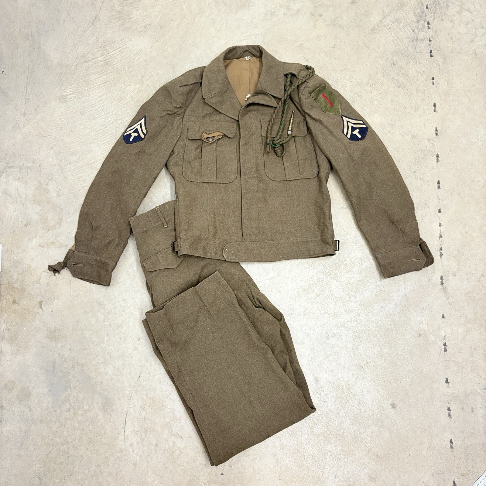 WW2 Ike Jacket US Army 1st Infantry Division Pants Named 1st ID Big Red One 36R