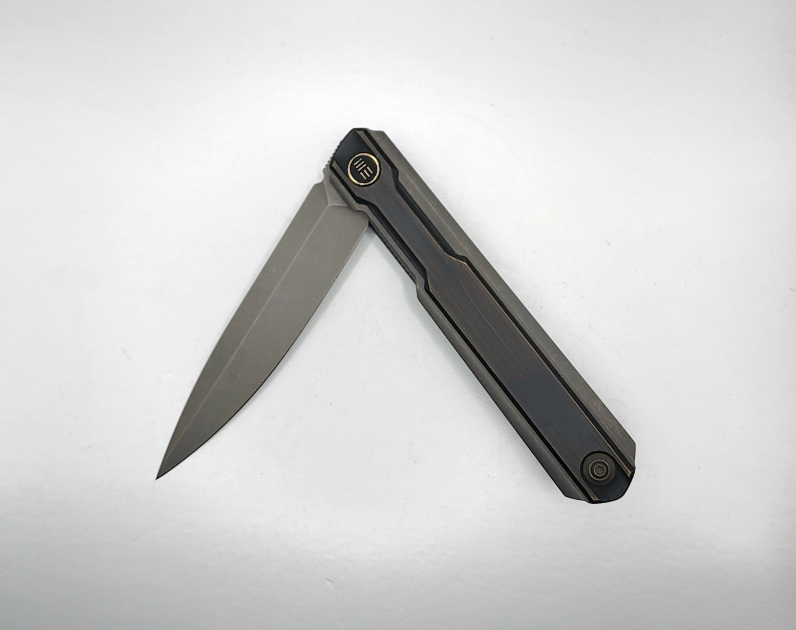 WE KNIFE Peer Flipper Knife Titanium & Brass Handle (3.46" CPM 20CV Blade) 2015E