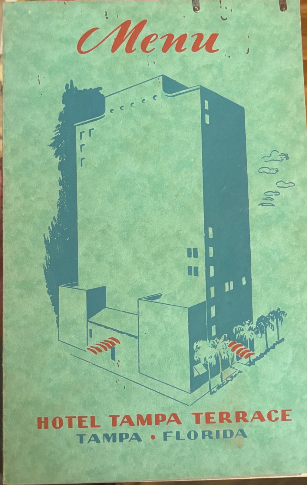 Vintage 1945 Tampa Florida "Hotel Tampa Terrace" Restaurant Menu Vintage 1945 Tampa Florida "Hotel Tampa Terrace" Restaurant Menu