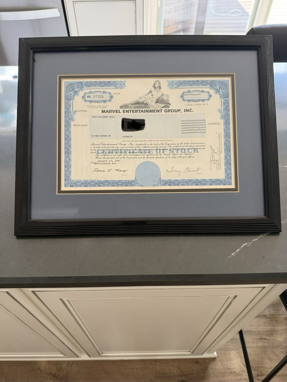 Marvel Enterprises Group Inc. Framed Authentic Stock Certificate (Cancelled) Marvel Enterprises Group Inc. Framed Authentic Stock Certificate (Cancelled)