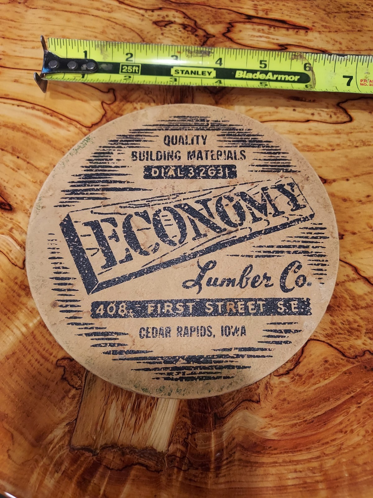 Vintage Large 6" Economy Lumber Advertise Coaster Cedar Rapids Iowa Circa 1940s Vintage Large 6" Economy Lumber Advertise Coaster Cedar Rapids Iowa Circa 1940s