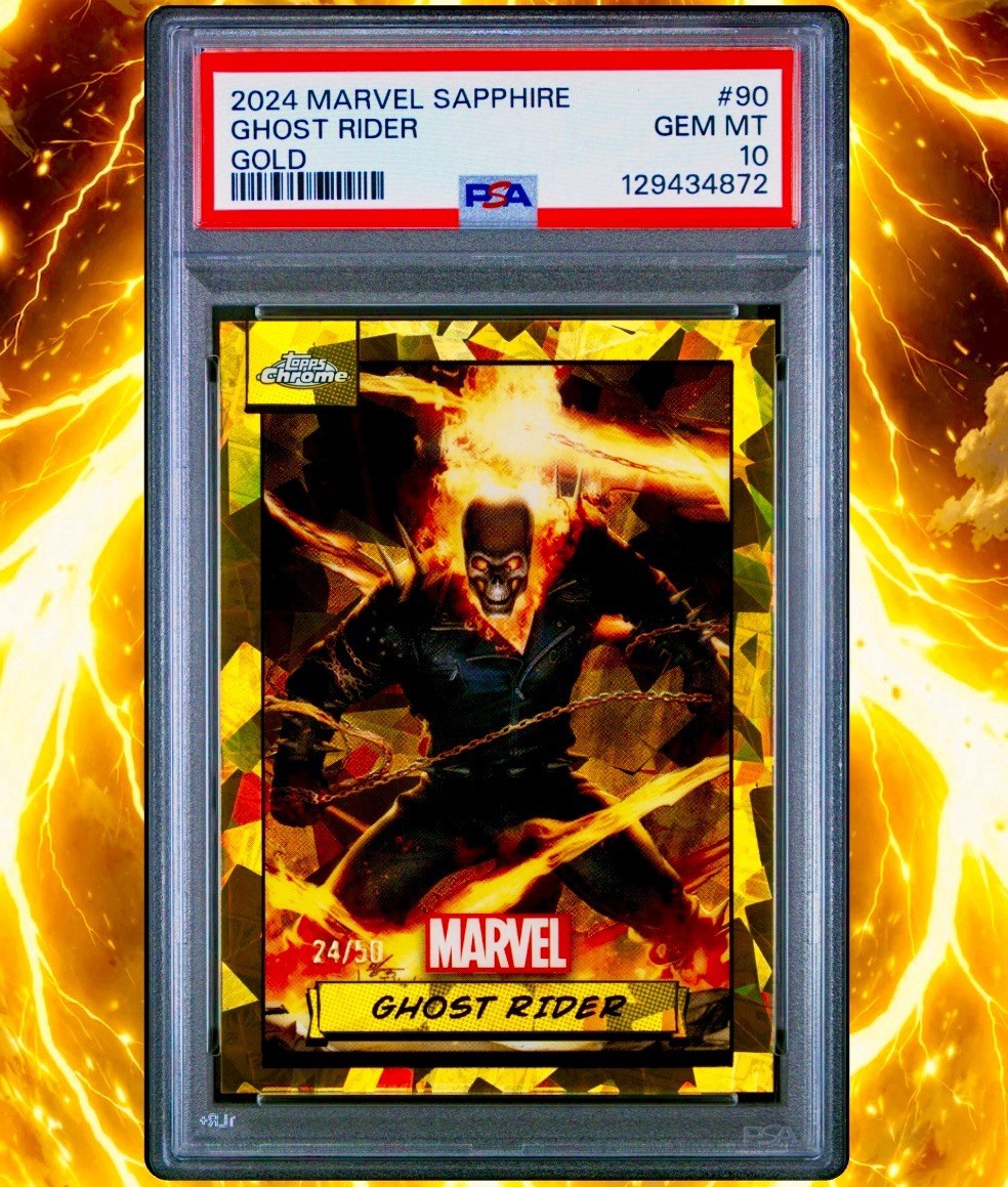 2024 TOPPS CHROME MARVEL SAPPHIRE GHOST RIDER GOLD 24/50 PSA 10 POP 10 💎 #90