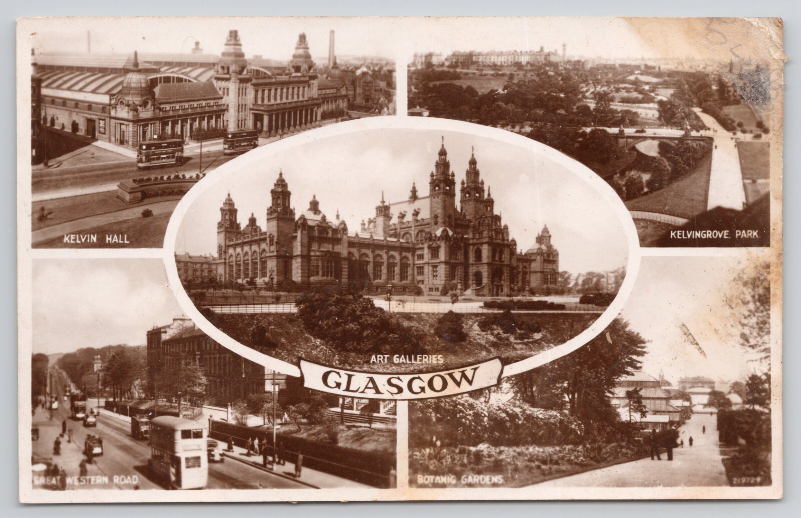 Real Photo Postcard Glasgow Scotland Multi View United Kingdom RPPC