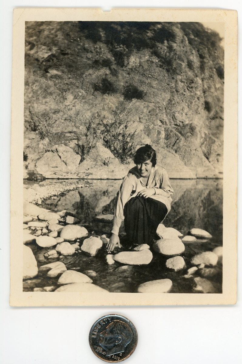 Vintage 1910's photo / Lovely Brunette Going Mad Plays in Park Stream SNAPSHOT Vintage 1910's photo / Lovely Brunette Going Mad Plays in Park Stream SNAPSHOT