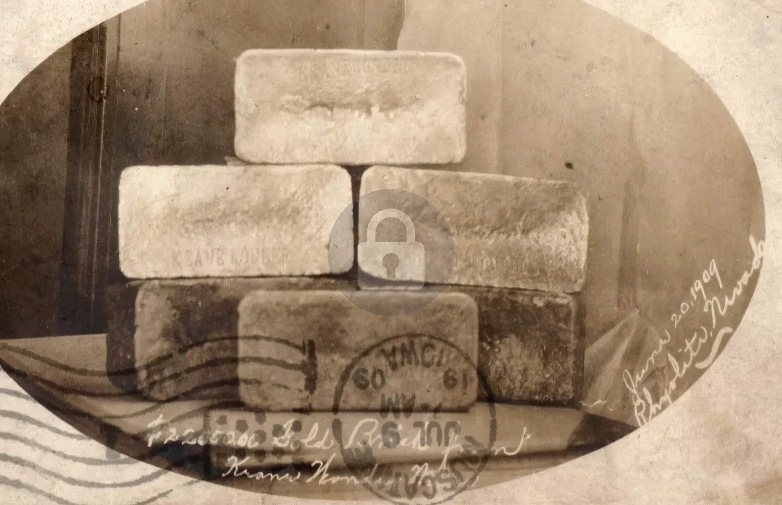 1909 $2,200,000 Gold Bricks Keane Wonder Mine Rhyolite Nevada RPPC Postcard COPY
