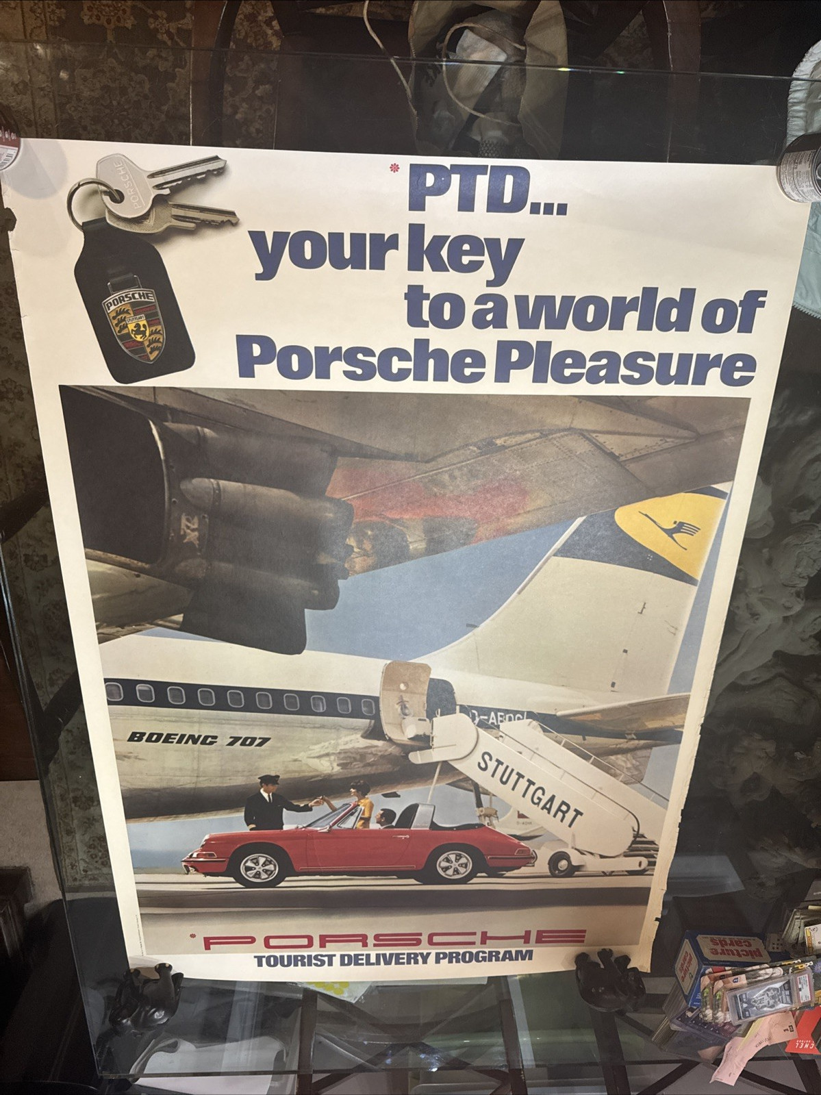 1967 Porsche Factory Tourist Delivery showroom poster ~ ORIGINAL 1967 Porsche Factory Tourist Delivery showroom poster ~ ORIGINAL