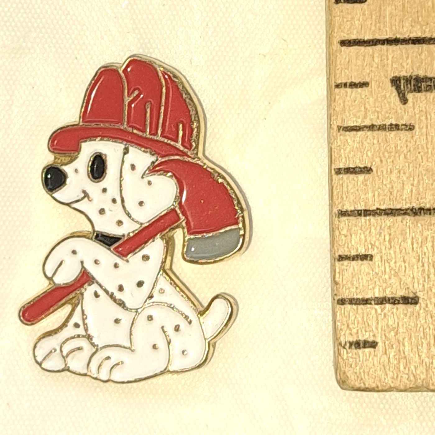 Vintage 1990s Dalmatian Firefighter Pup Red Axe Lapel Pin Enamel No Backing