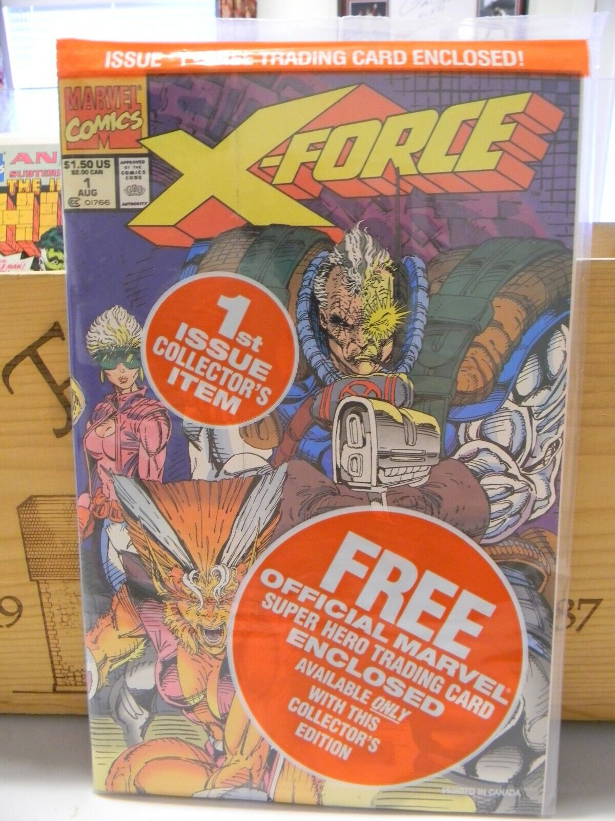 Error cover  1991 X-Force #1 factory sealed with Deadpool card   BONUS 