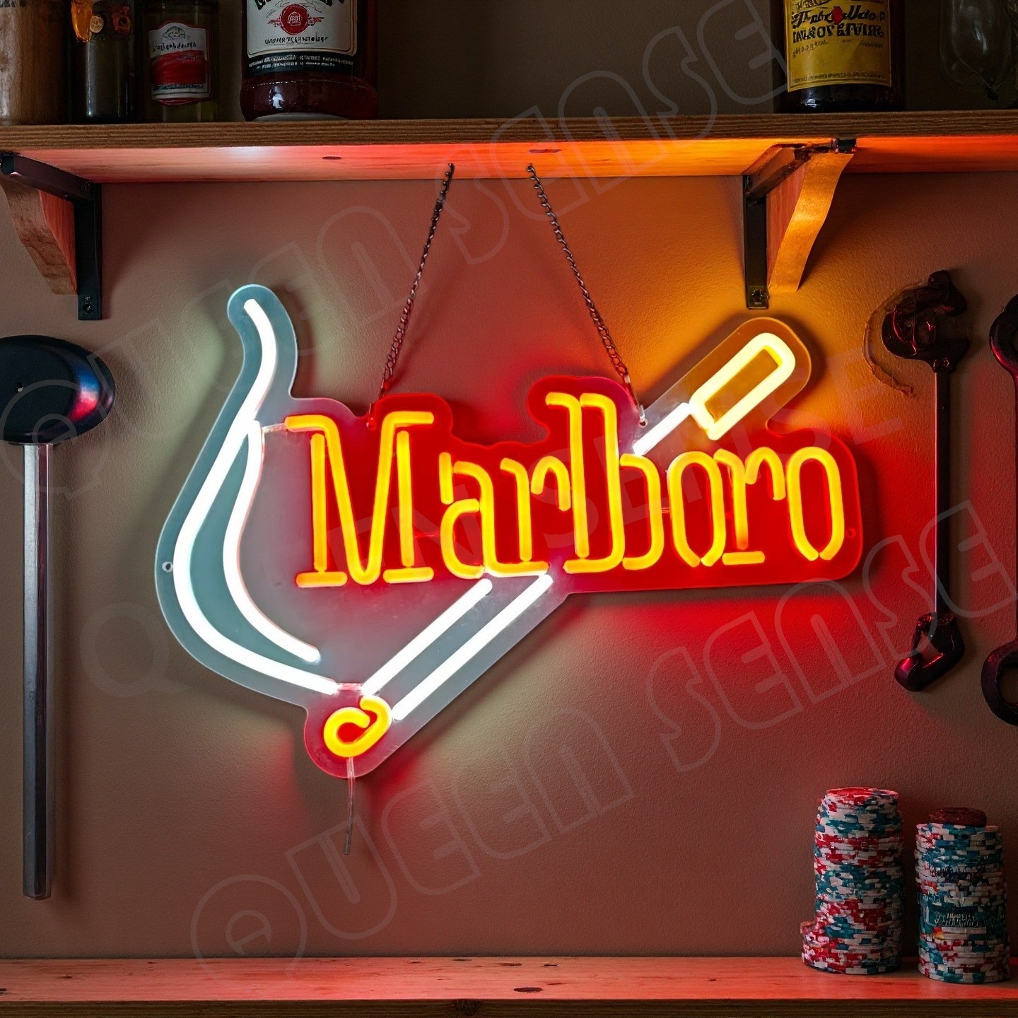 20" Marlboro Cigarettes And Match Smoke LED Neon Sign Dimmer USB Powered DF 20" Marlboro Cigarettes And Match Smoke LED Neon Sign Dimmer USB Powered DF