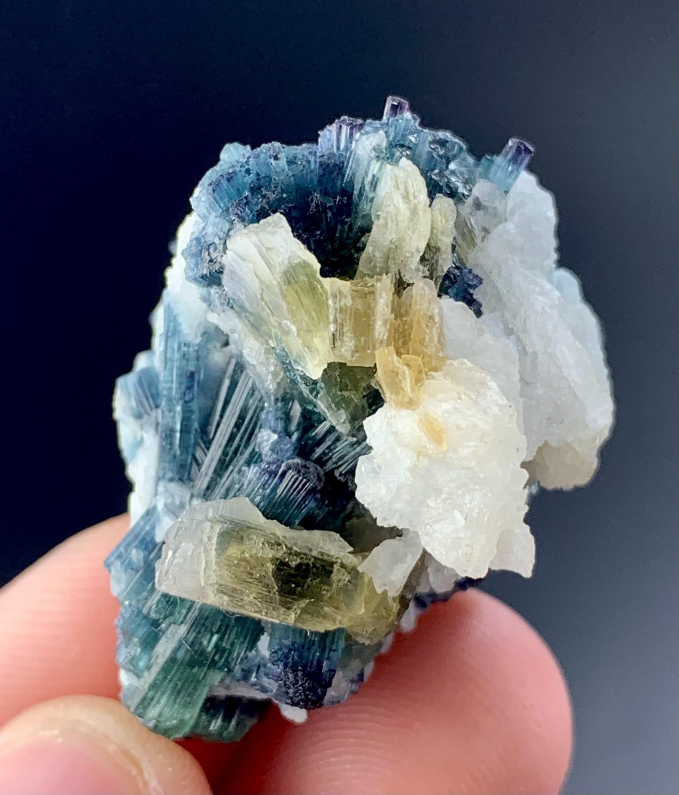 78Cts Indicolite Tourmaline Crystals Bunch With Specimen From Afghanistan. 78Cts Indicolite Tourmaline Crystals Bunch With Specimen From Afghanistan.