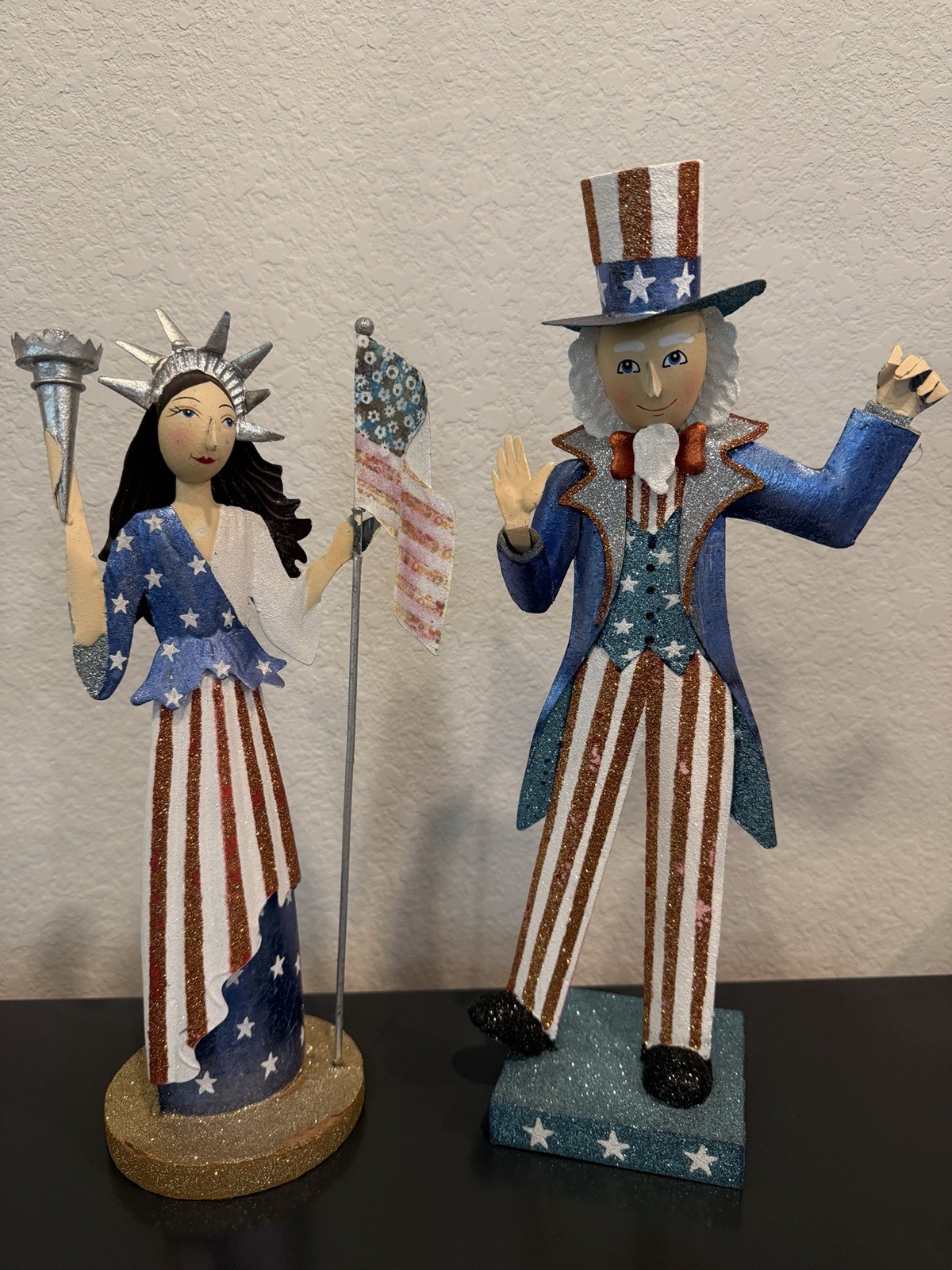Vintage Pier 1 Imports Whimsical Patriotic Figurine Set Lady Liberty Uncle Sam Vintage Pier 1 Imports Whimsical Patriotic Figurine Set Lady Liberty Uncle Sam