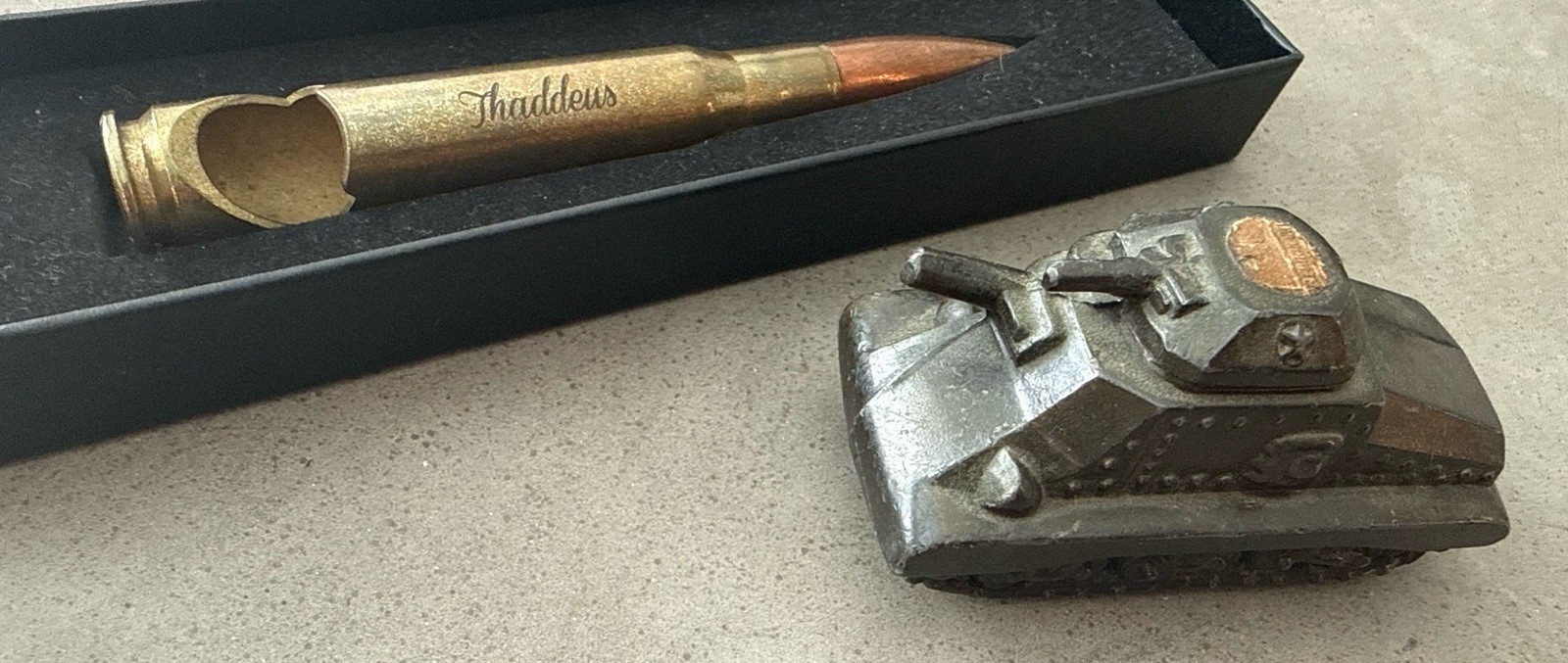 Vintage Metal Tank Pencil Sharpener + Bullet Bottle Opener Man Cave Vintage Metal Tank Pencil Sharpener + Bullet Bottle Opener Man Cave
