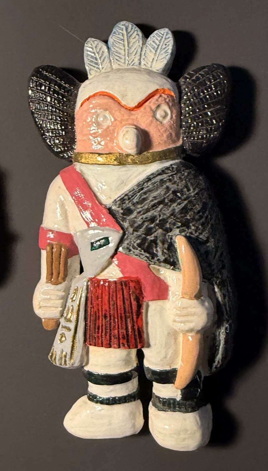 Vintage 1996 Holly Ent Plaster Plaque Southwestern Warrior Kachina Figure Bow Vintage 1996 Holly Ent Plaster Plaque Southwestern Warrior Kachina Figure Bow