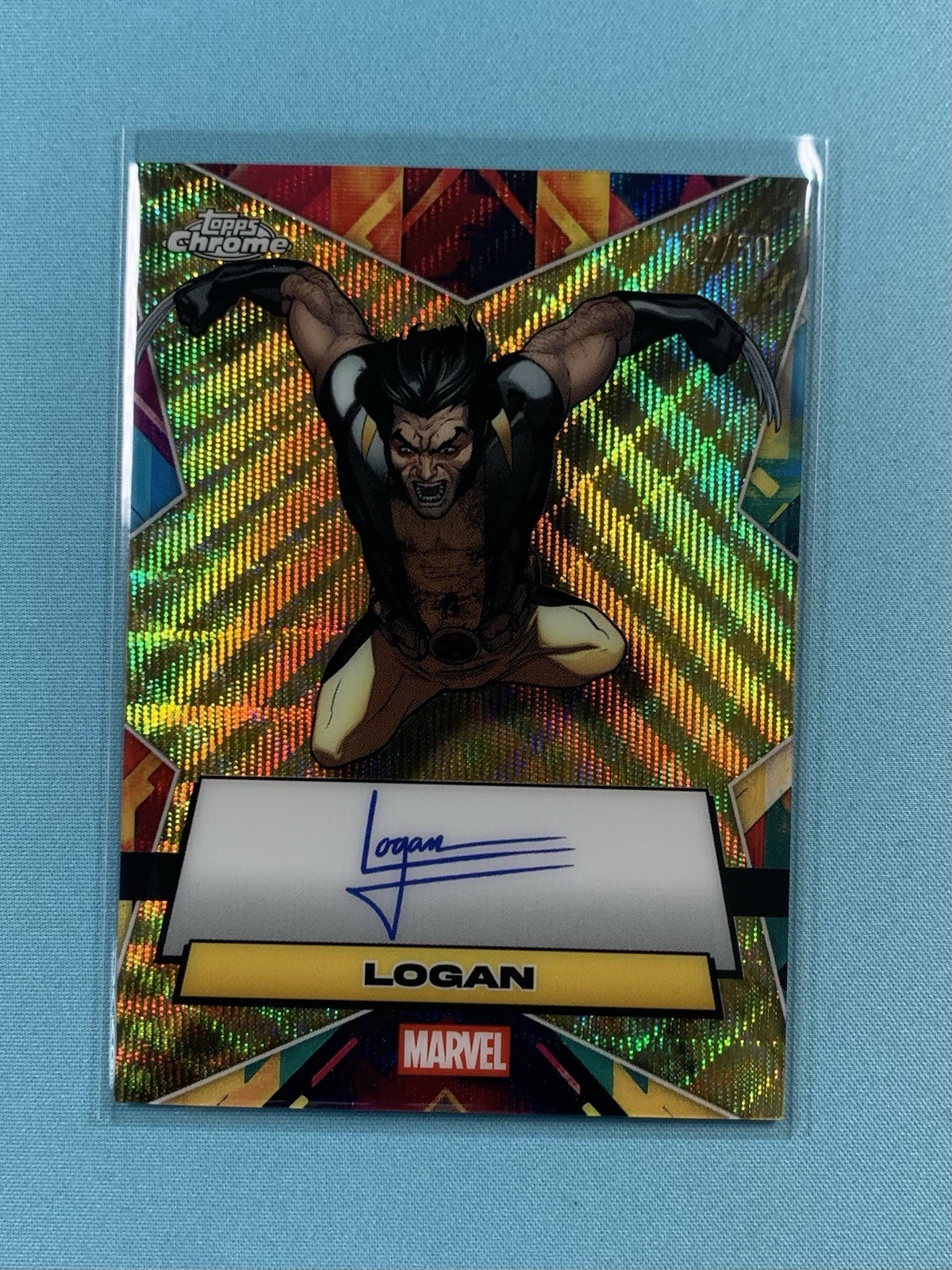 Logan Wolverine 2025 Topps Chrome Marvel Facsimile Auto Gold /50 Logan Wolverine 2025 Topps Chrome Marvel Facsimile Auto Gold /50