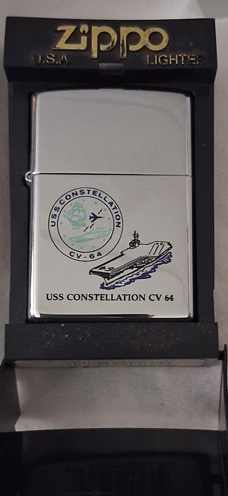 ZIPPO 2000 USS CONSTELLATION CV-64 CHROME  LIGHTER IN BOX