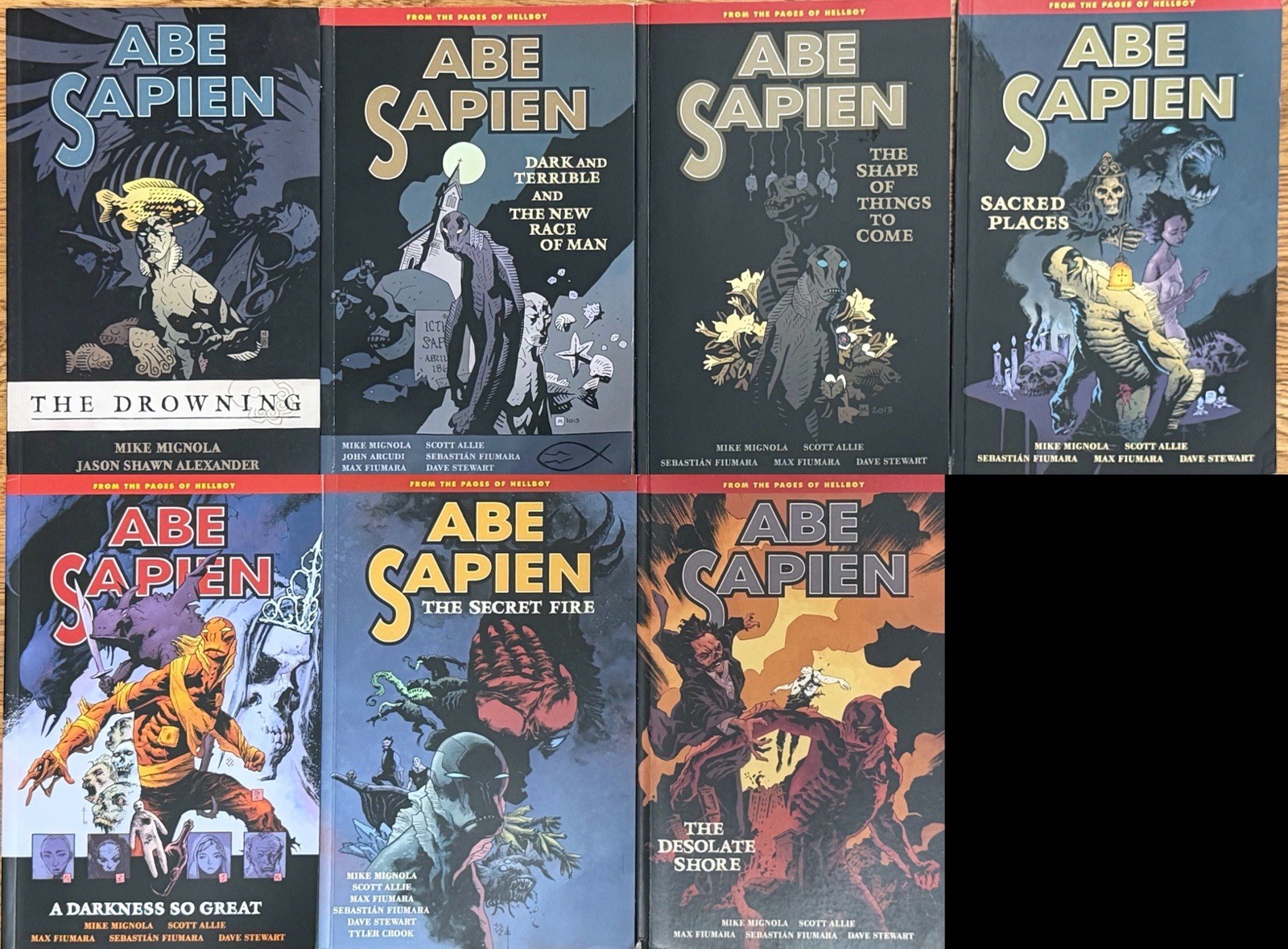 Abe Sapien TPB Lot 7 Vol 1 3-8 Mike Mignola Dark Horse Hellboy 1st Print