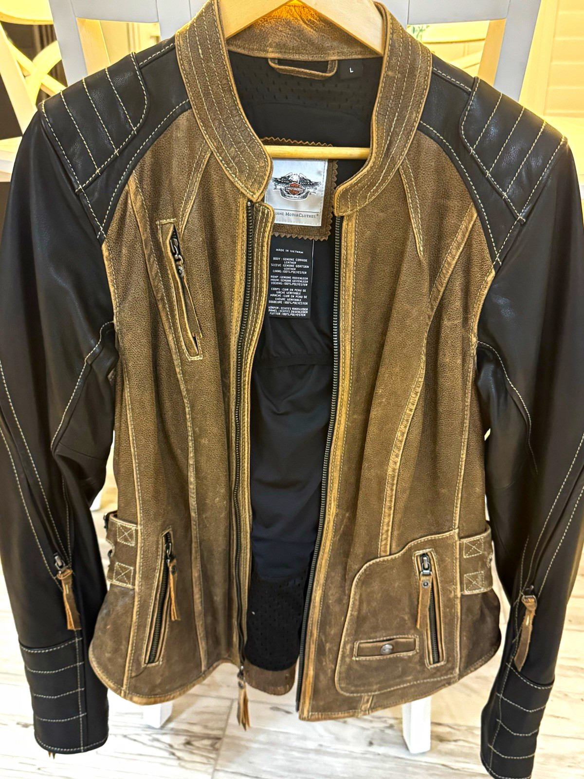 Harley-Davidson Genuine MotorClothes Capitol Brown/Black Leather Jacket L