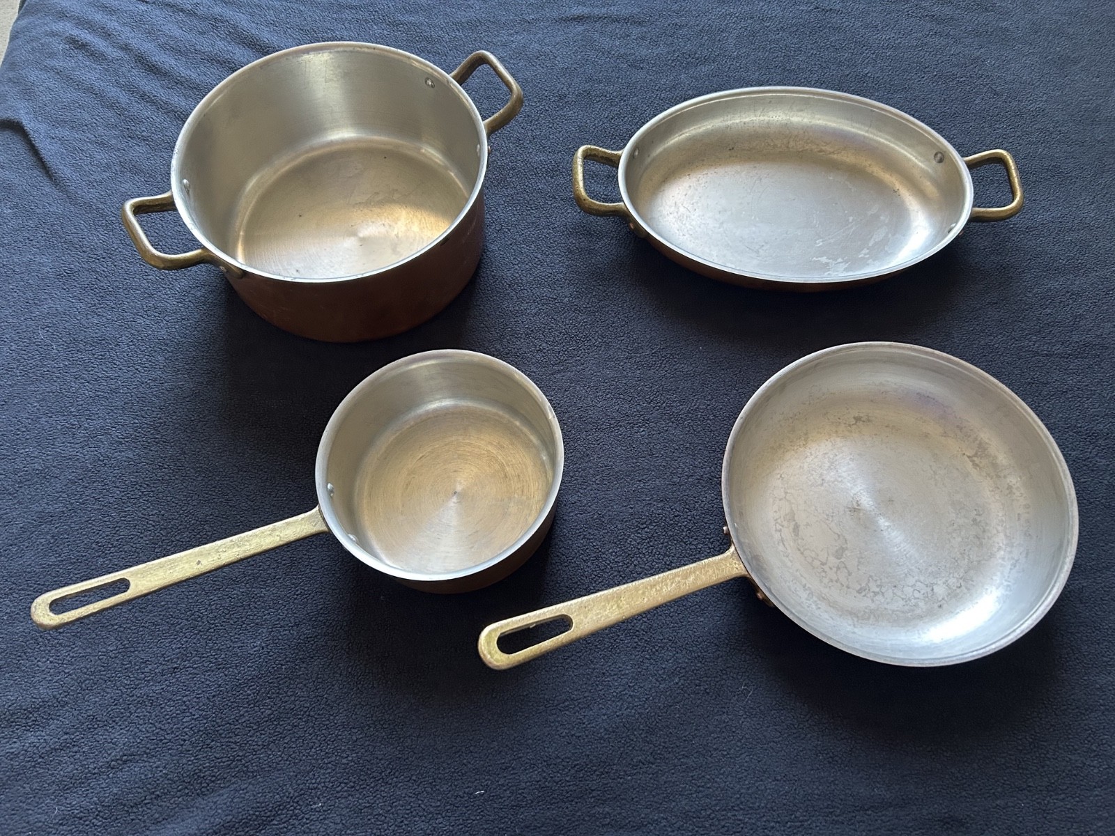 Vintage Tagus Chef copper cookware -brass handles - Portugal - set of 4