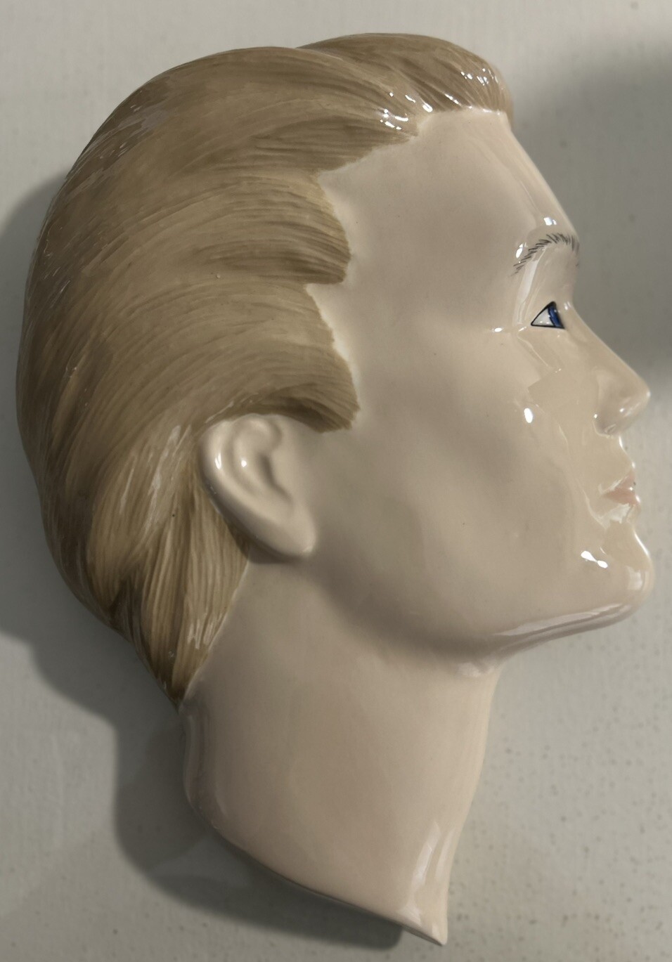 VTG Ceramic Man Head Profile Wall Pocket Blond Hair Blue Eyes Rare Unique 11x8” VTG Ceramic Man Head Profile Wall Pocket Blond Hair Blue Eyes Rare Unique 11x8”