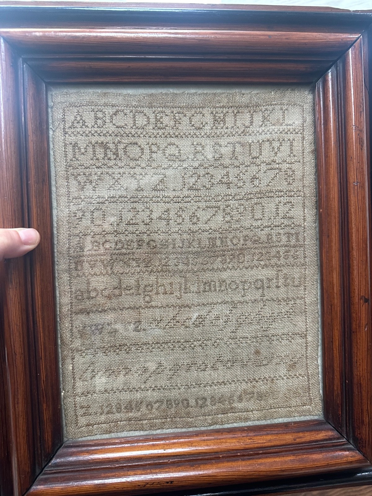 ANTIQUE Large Child Stitched Sampler 19th C Early 1800s Alphabet & Numbers ANTIQUE Large Child Stitched Sampler 19th C Early 1800s Alphabet & Numbers