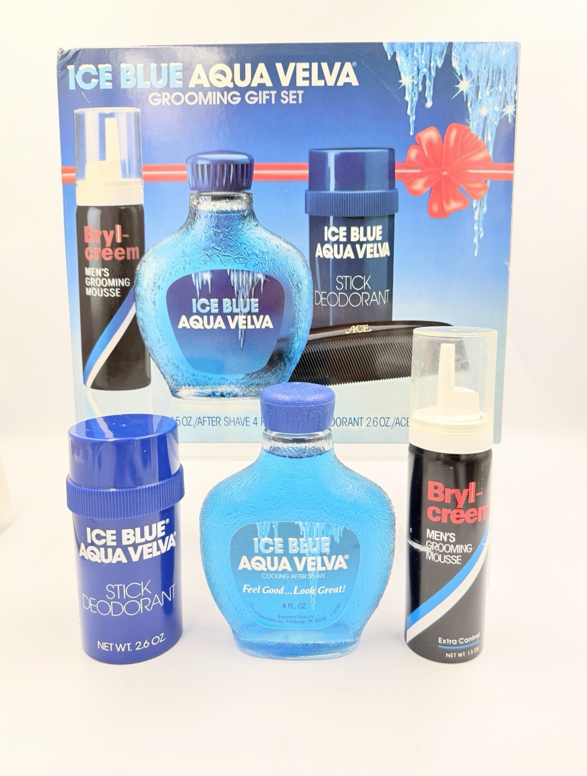 Vintage Aqua Velva Ice Blue Set After Shave, Stick Deodorant Bryl-Creem -NO COMB Vintage Aqua Velva Ice Blue Set After Shave, Stick Deodorant Bryl-Creem -NO COMB