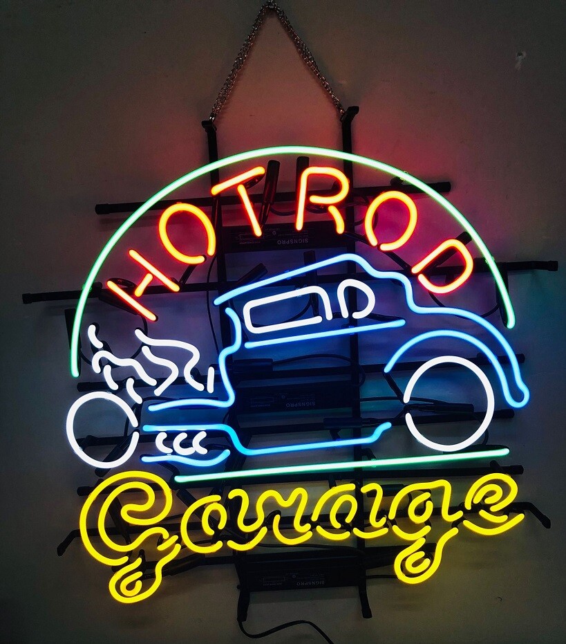 New Hot Rod Garage Car Neon Light Sign Lamp Decor Man Cave Wall Decor 24"x20"
