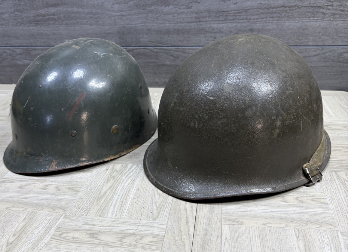 WW2 Military M1 Steel Helmet + Liner Metal OD Green Bump Cap WW2 Military M1 Steel Helmet + Liner Metal OD Green Bump Cap