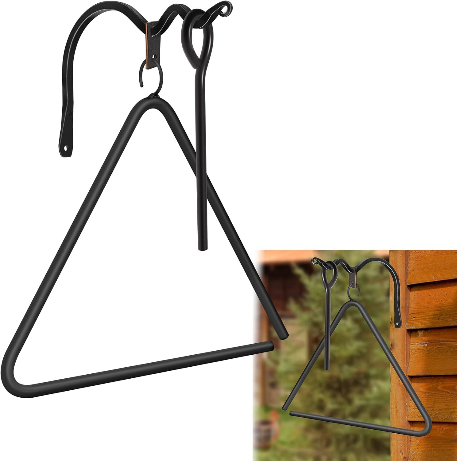 12 Inch Triangle Dinner Bell - Iron Triangle Chime with Striker & Wall Bracket M 12 Inch Triangle Dinner Bell - Iron Triangle Chime with Striker & Wall Bracket M
