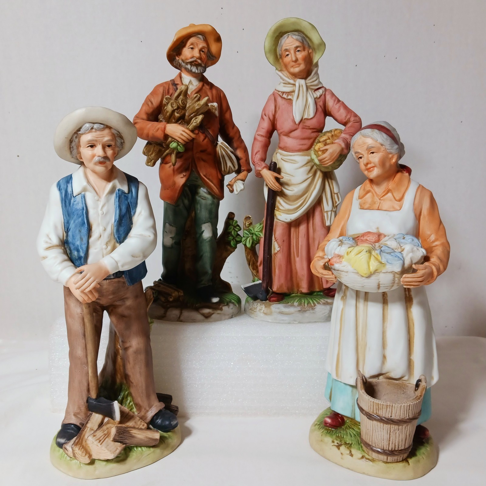 4 Homco #8829 & 8824 Old Man & Wife Farm Couple 10" Porcelain Figurine 4 Homco #8829 & 8824 Old Man & Wife Farm Couple 10" Porcelain Figurine
