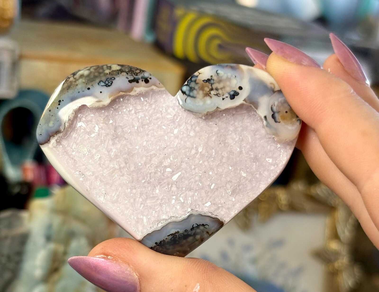 Lavender Druzy Agate Heart | Pink Amethyst Geode Heart | Sparkling Crystal Heart Lavender Druzy Agate Heart | Pink Amethyst Geode Heart | Sparkling Crystal Heart