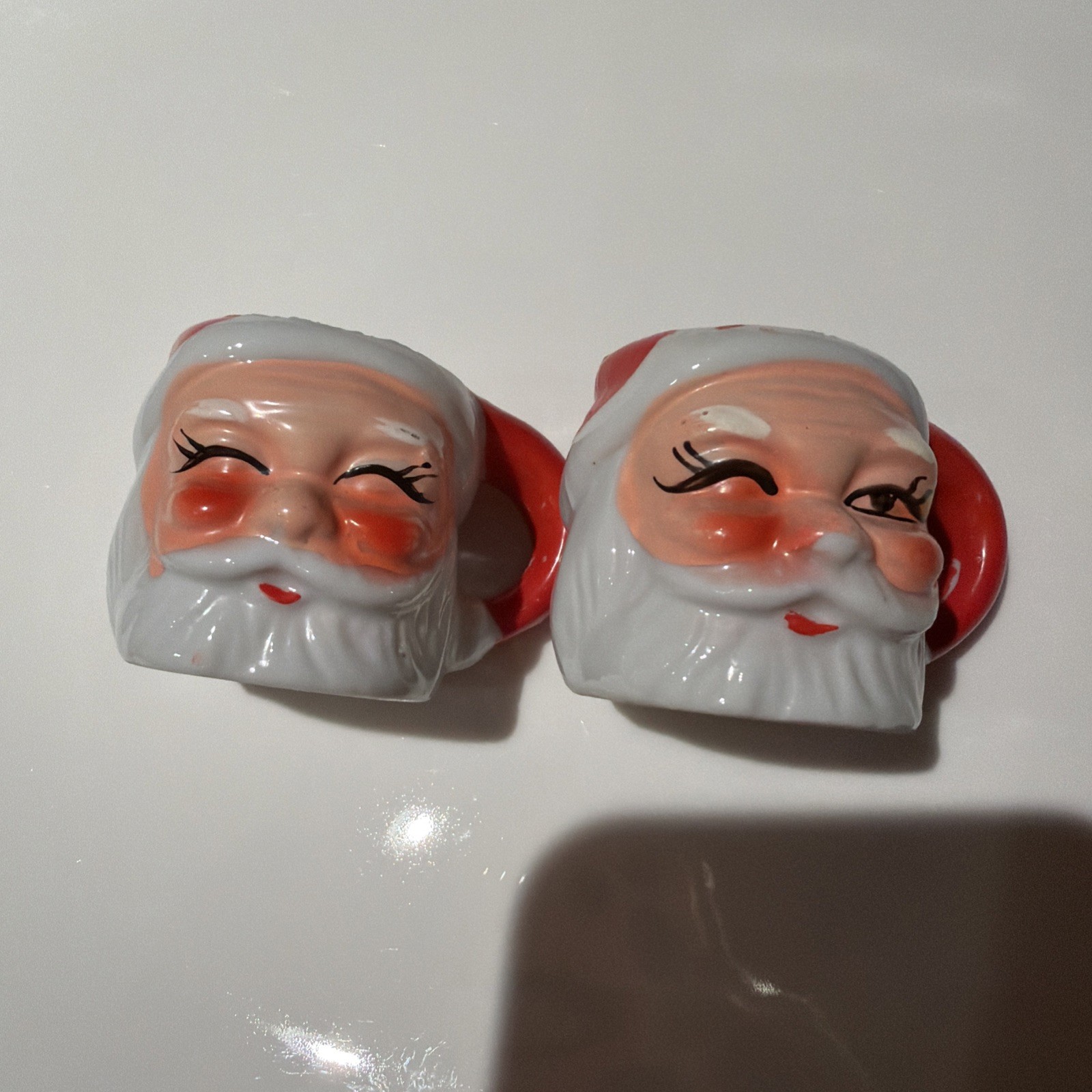 Vintage Santa Claus Mini Face Eyes Open Mug Japan Christmas 1.75”