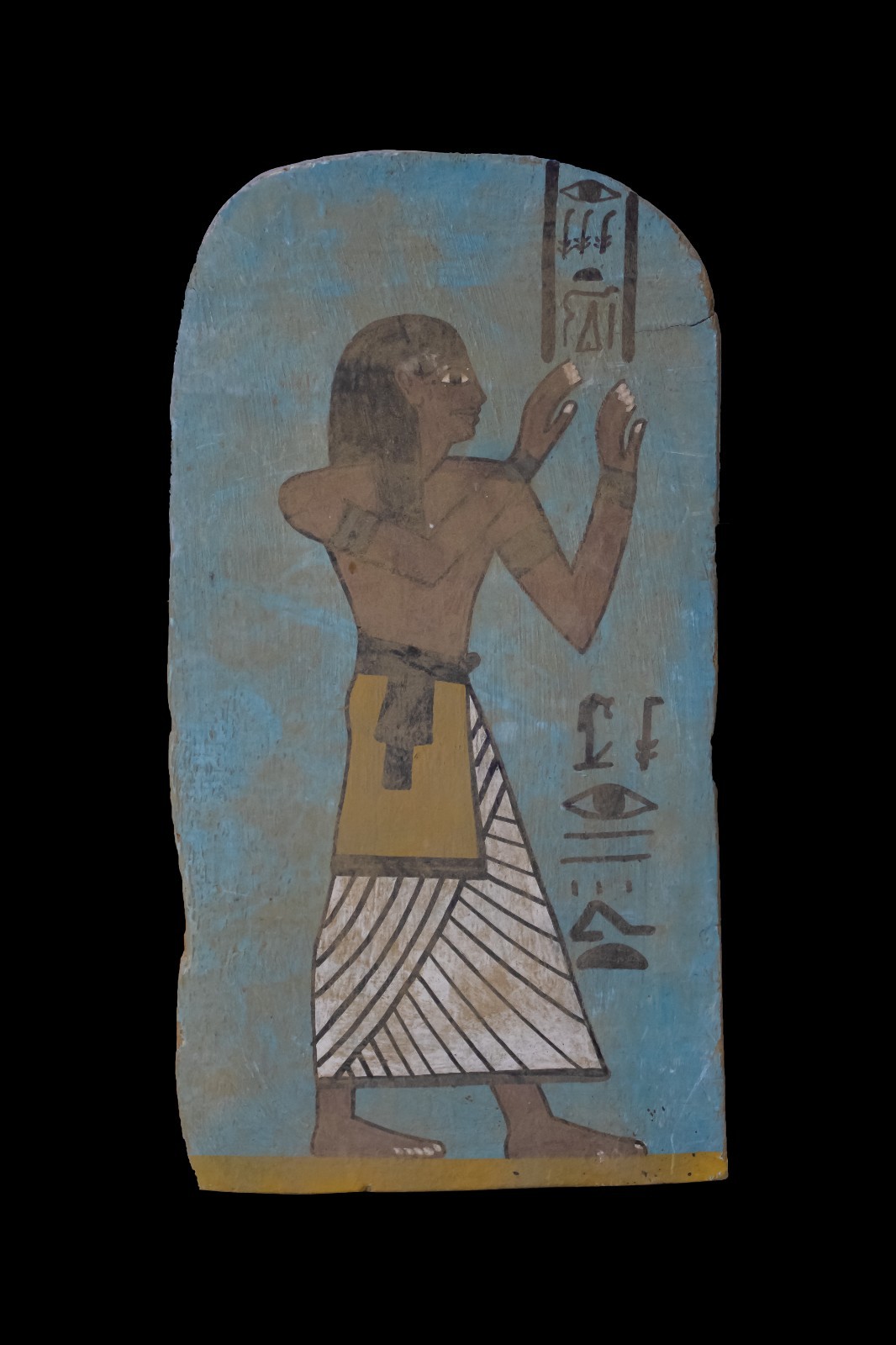 Rare Authentic Ancient Egyptian Antique Scribe Painted Relief Stone Figure BC Rare Authentic Ancient Egyptian Antique Scribe Painted Relief Stone Figure BC