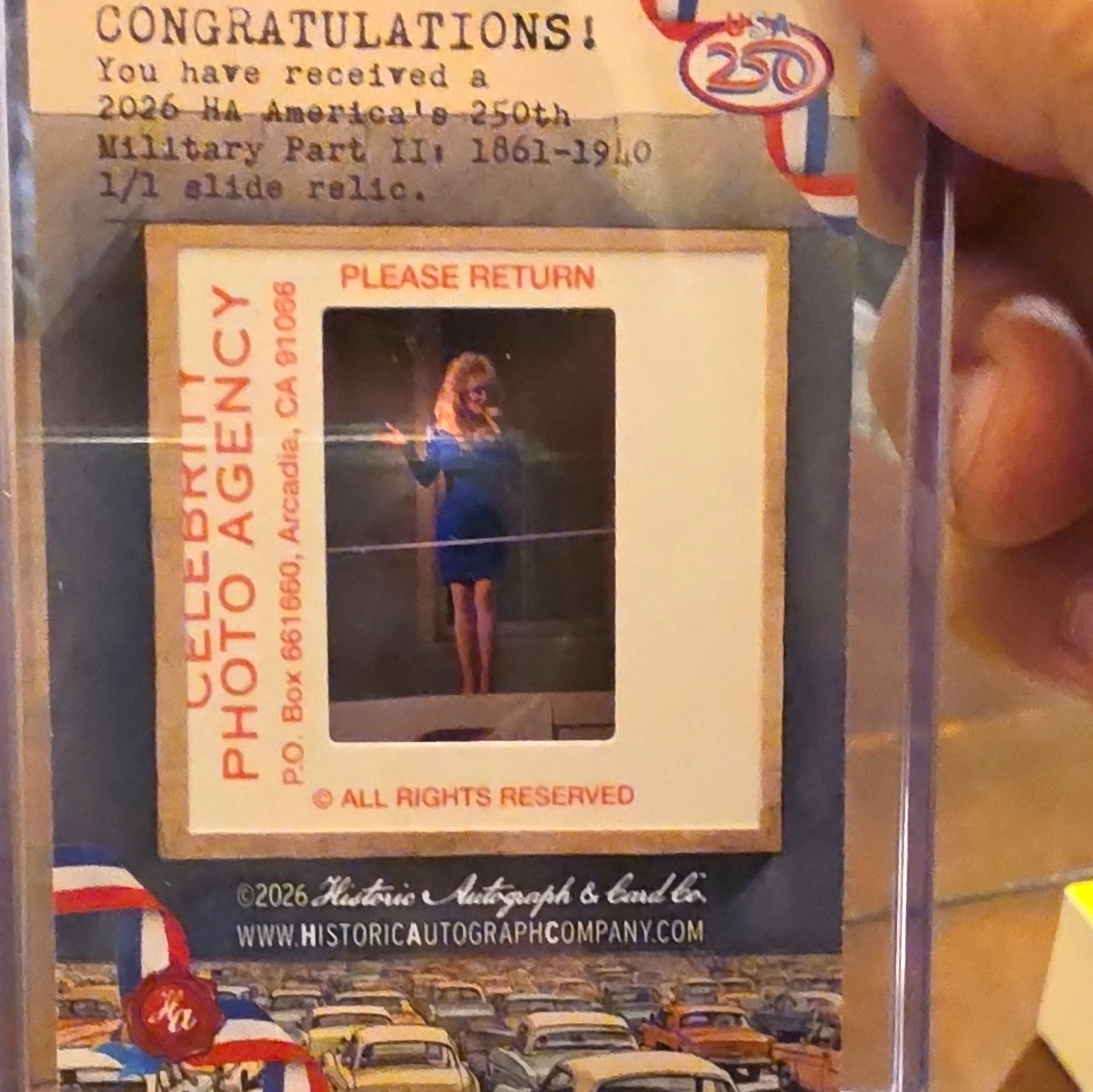 Historic Autographs 2026 Dolly Parton Slide Relic Insert 1/1 Historic Autographs 2026 Dolly Parton Slide Relic Insert 1/1