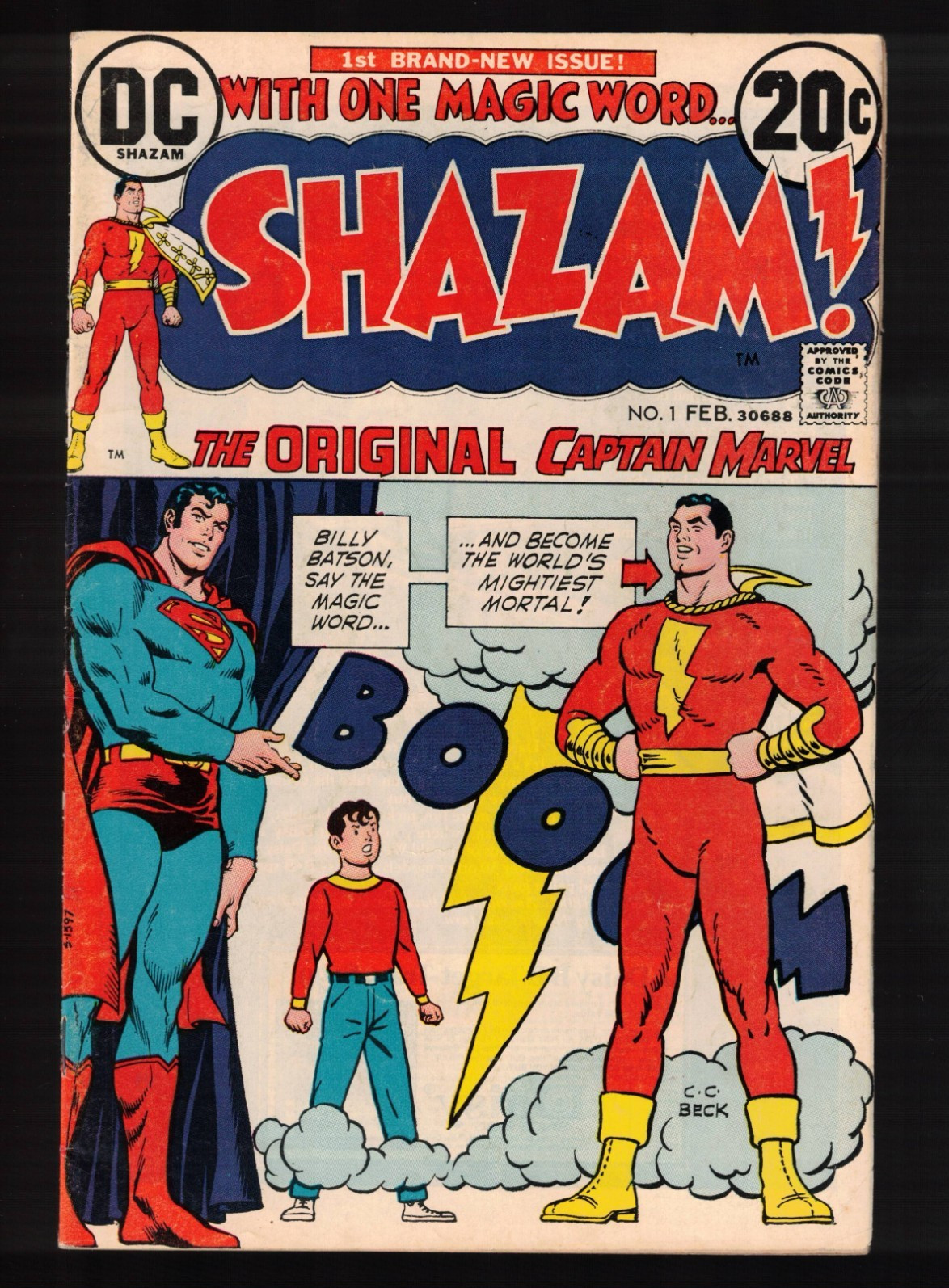 SHAZAM #1  1973 Captain Marvel vs Dr Sivana  Origin Retold   F/VF  DC Comic