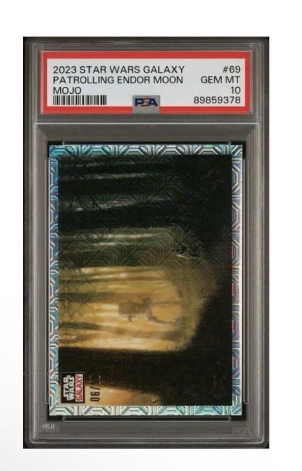 2023 TOPPS CHROME STAR WARS GALAXY #69 PATROLLING ENDOR MOON MOJO REFRACTOR 2023 TOPPS CHROME STAR WARS GALAXY #69 PATROLLING ENDOR MOON MOJO REFRACTOR