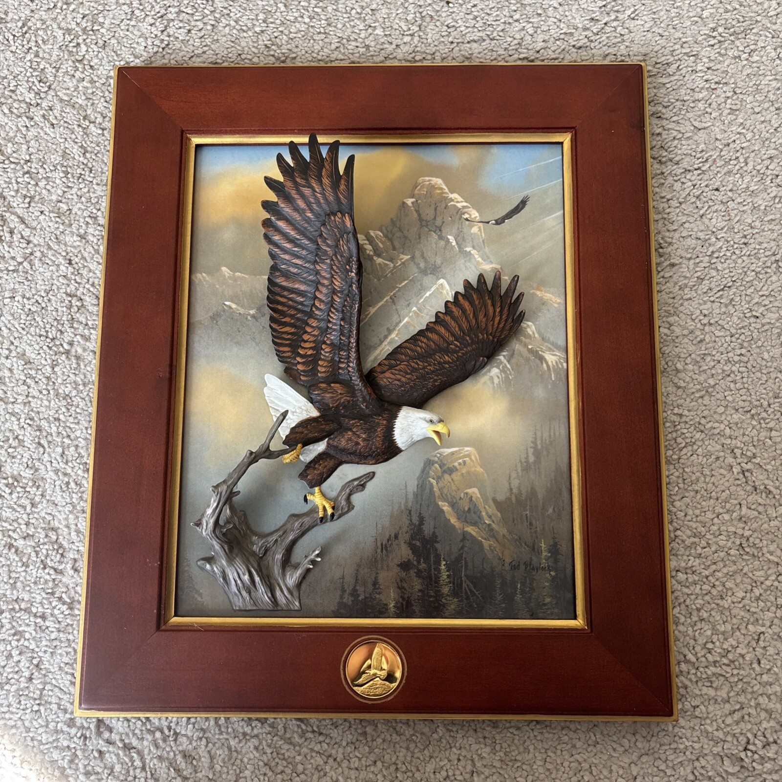 FRANKLIN MINT MONARCH OF THE SKIES EAGLE BY TED BLAYLOCK 3D W CERTIFICATION FRANKLIN MINT MONARCH OF THE SKIES EAGLE BY TED BLAYLOCK 3D W CERTIFICATION