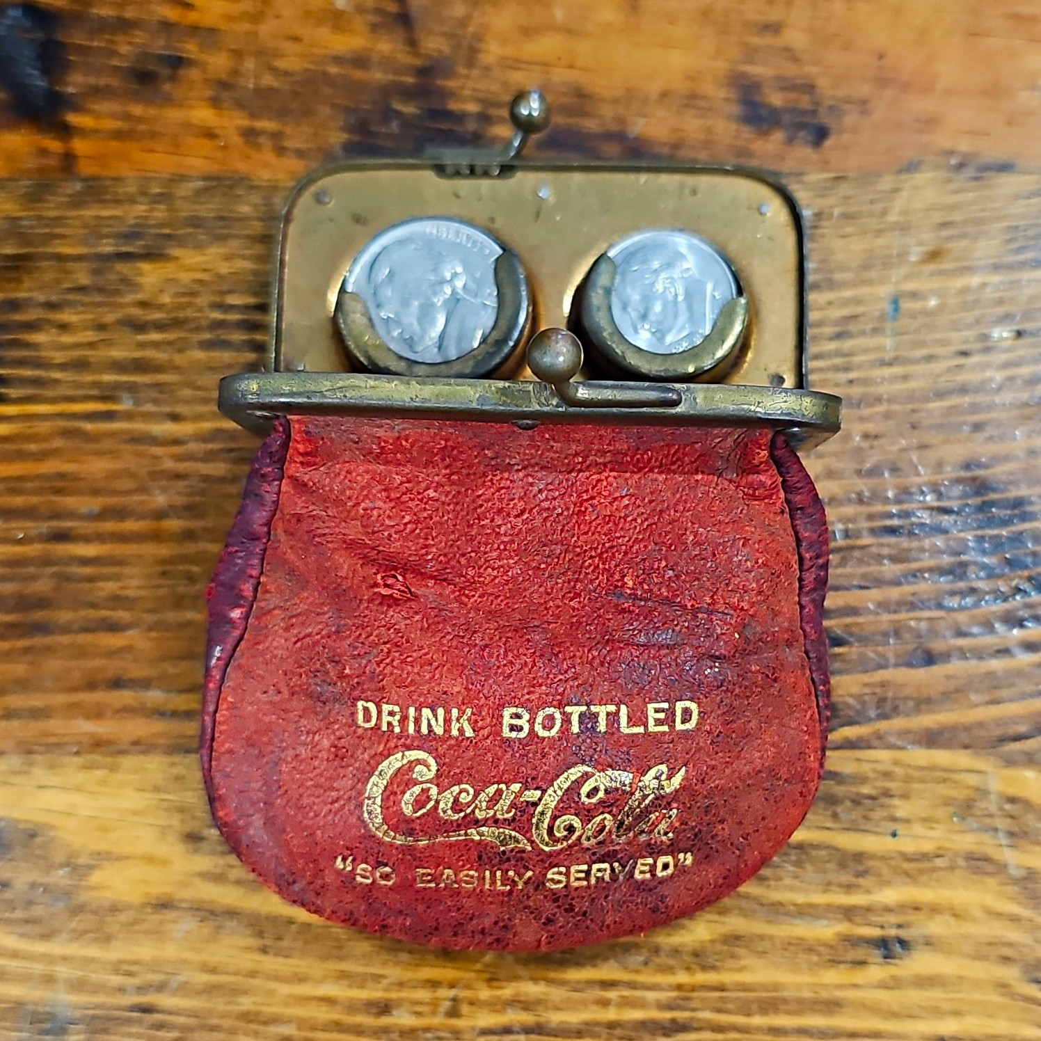 RARE Antique Coca-Cola Red Leather Coin Purse Metal Frame Clasp "Drink Bottled" RARE Antique Coca-Cola Red Leather Coin Purse Metal Frame Clasp "Drink Bottled"