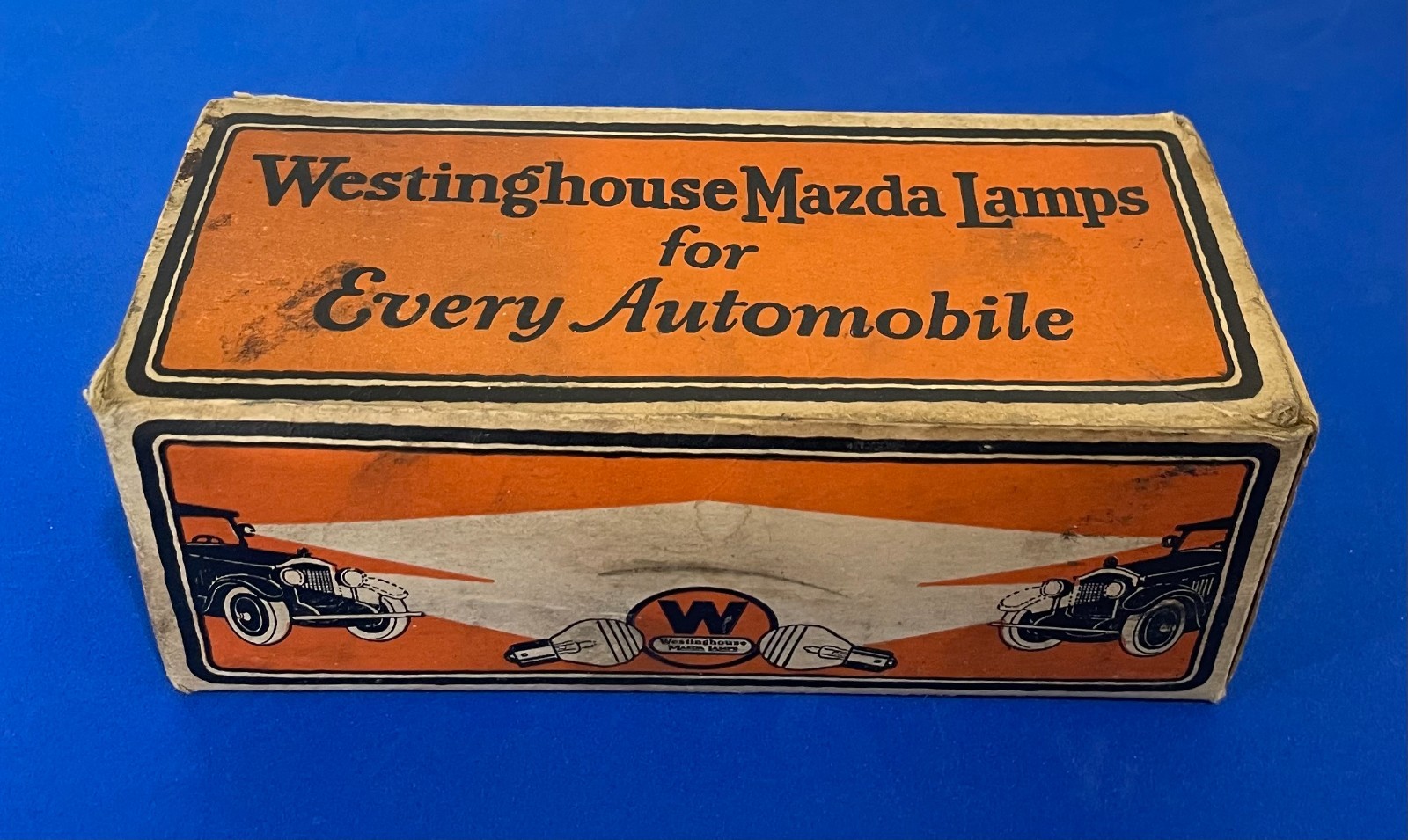 1920s Westinghouse Mazda Lamps Automobile Bulbs Empty Box Hot Rod Lithograph 1920s Westinghouse Mazda Lamps Automobile Bulbs Empty Box Hot Rod Lithograph