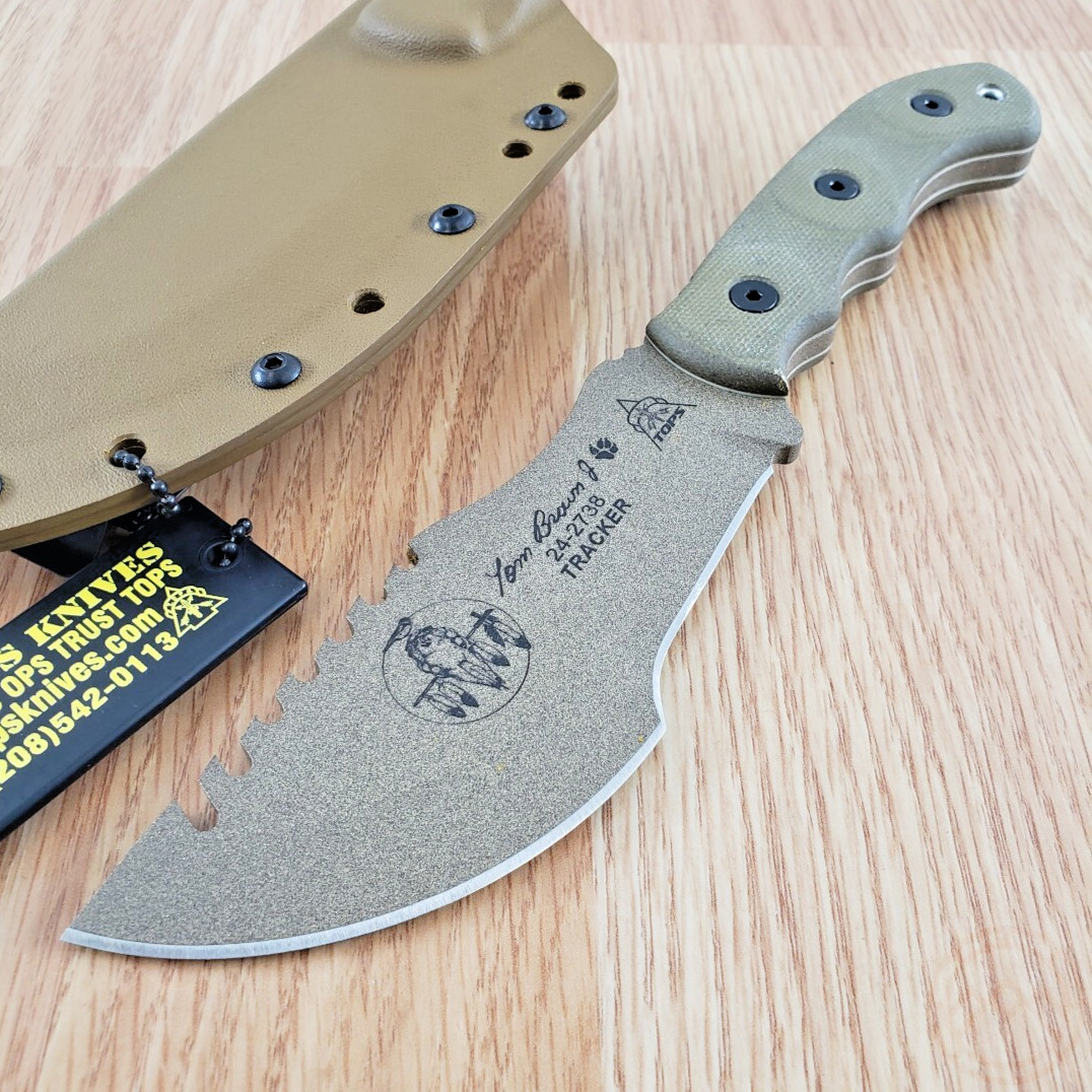 TOPS Tom Brown Tracker 2 Fixed Knife 5" 1095HC Carbon Steel Blade Micarta Handle
