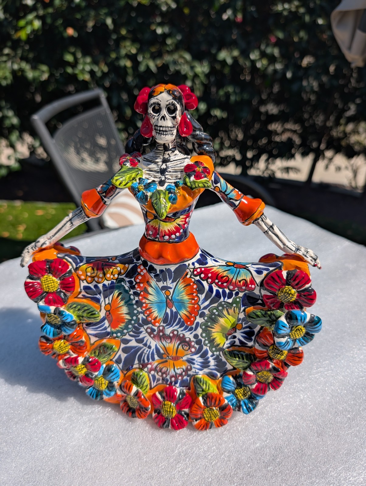 Talavera, Dancer, Day of Dead by Mexican Artist Gerardo Garcia, decor 11" tall