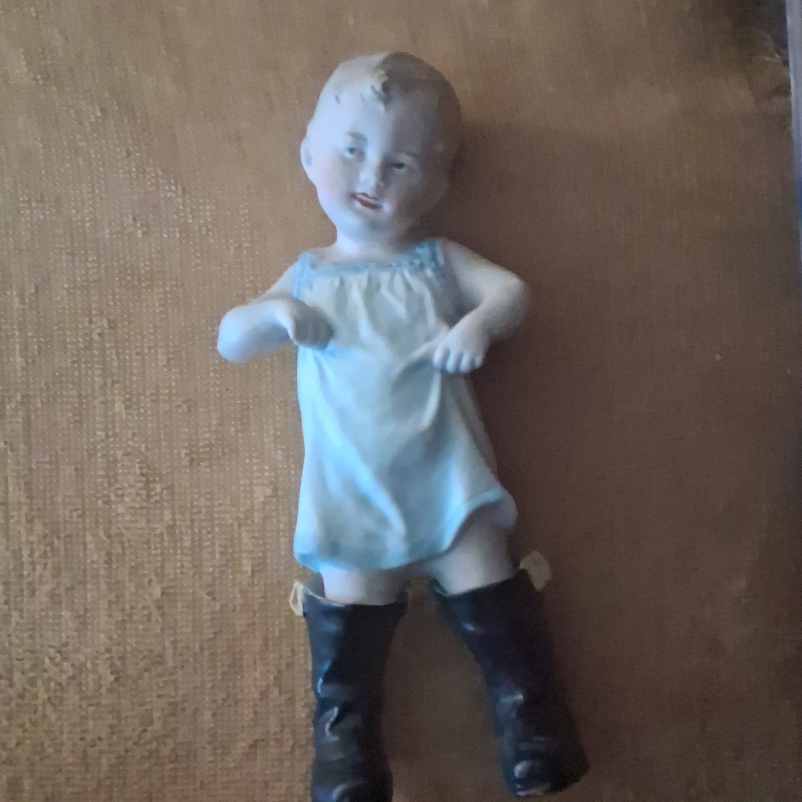 Gebruder Heubach-German Bisque-Standing Piano Baby With Black Boots  6"