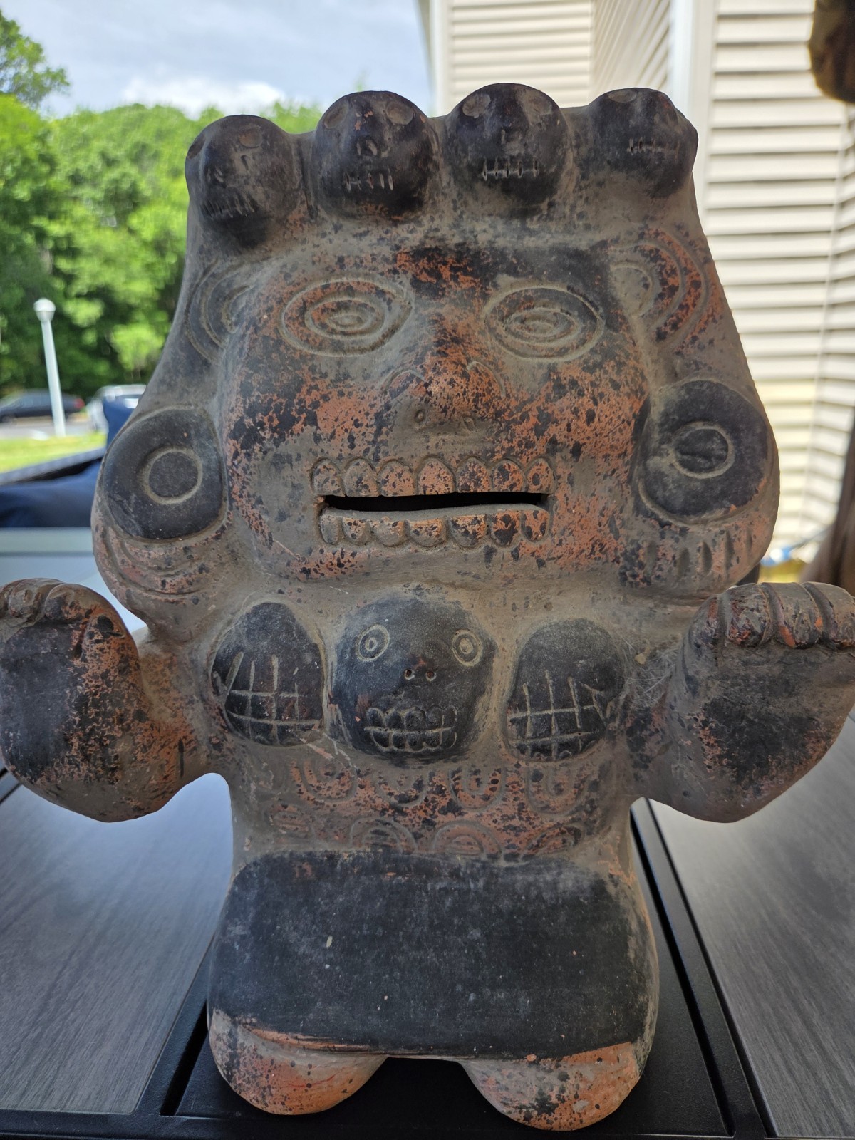 Vintage Pre Columbian Style Pottery Figure Folk Art Statue Effigy Bank 13.5" Vintage Pre Columbian Style Pottery Figure Folk Art Statue Effigy Bank 13.5"