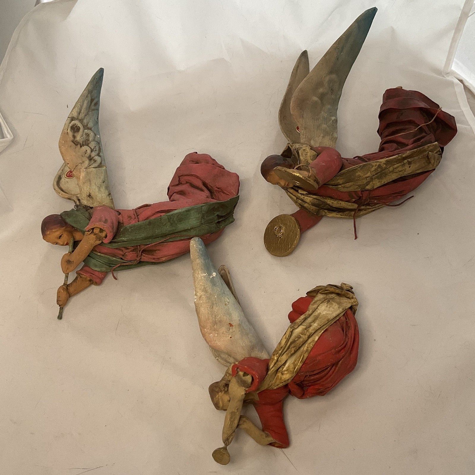 Antique Italian Cartapesta Angels with Instruments-Set of 3-Paper Mache Antique Italian Cartapesta Angels with Instruments-Set of 3-Paper Mache