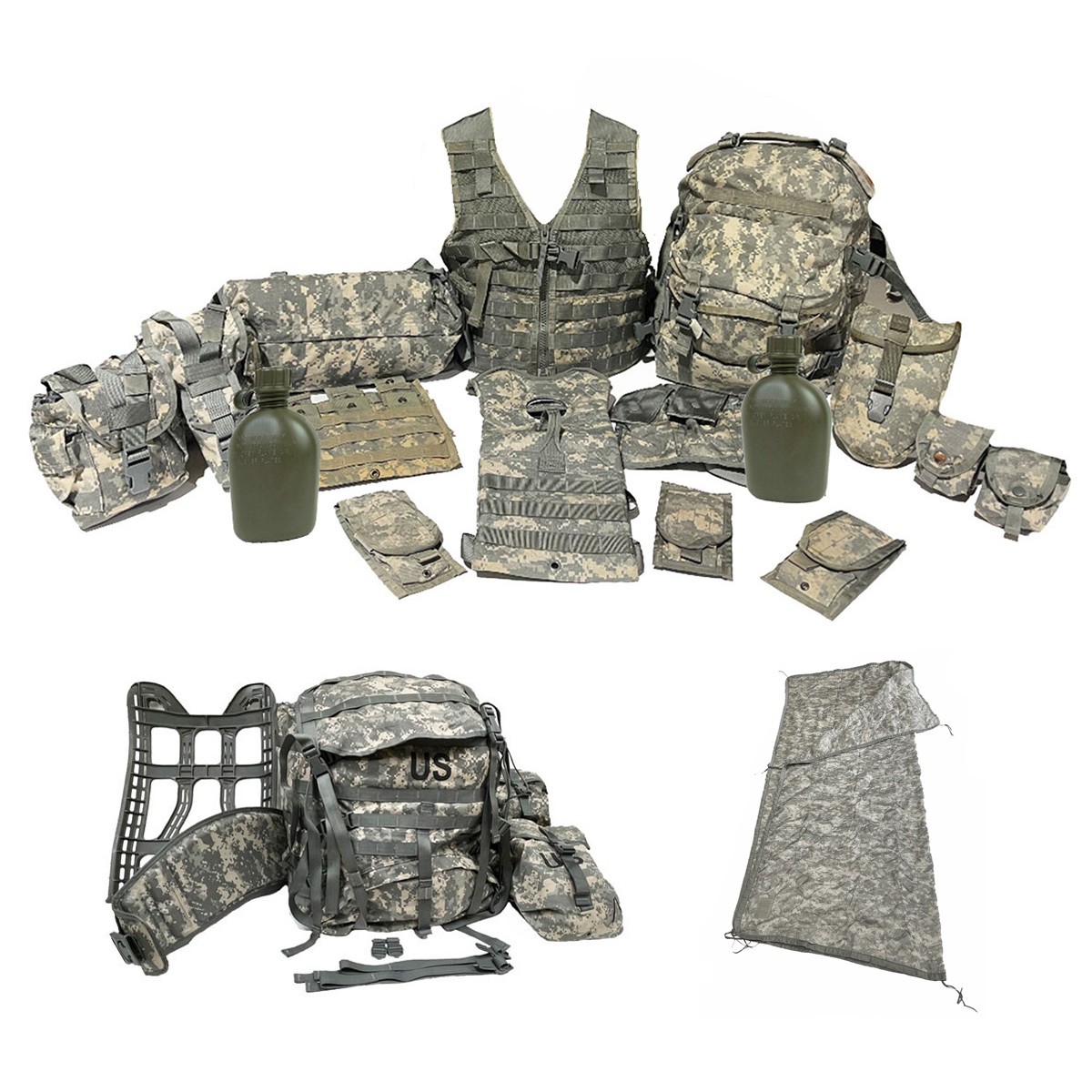 VETERANS SPECIAL 18 pc Rifleman Kit ACU Comp Set PLUS Ruck Sack & Pocho Liner
