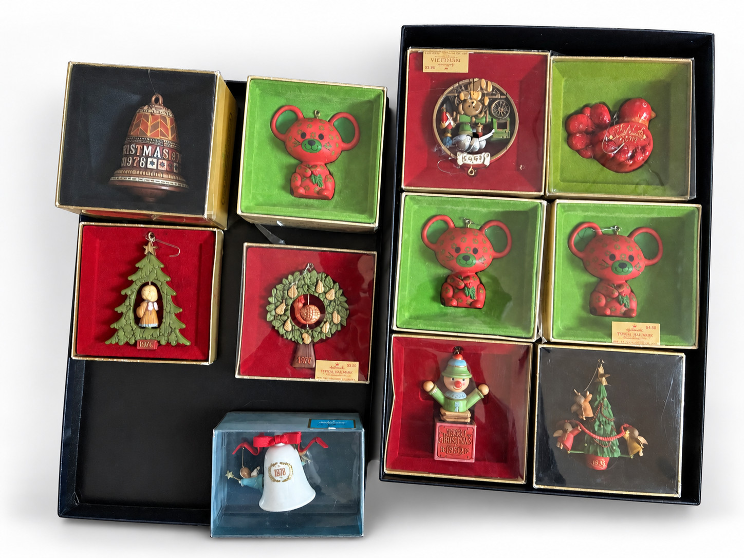 Hallmark Tree-Trimmer Dated Ornaments 1976–1983 Original Boxes – Lot of 11